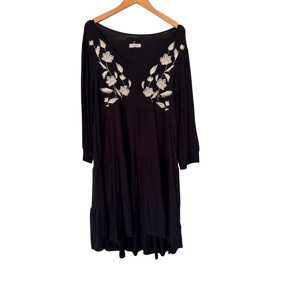 Chic Cupio Black Dress with Elegant White & Cream Embroidery - Women's XL - Picture 2 of 8